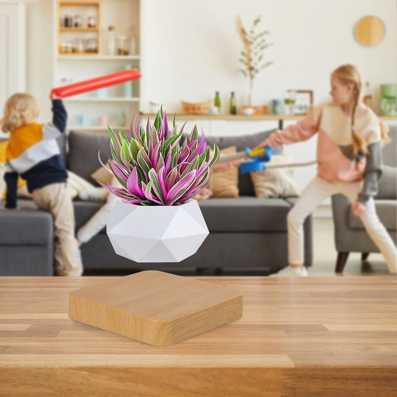Base giratória Pot de planta de levitação magnética para decoração de mesa de jardim em casa
