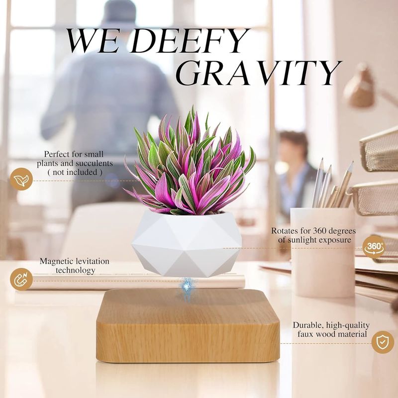 Base giratória Pot de planta de levitação magnética para decoração de mesa de jardim em casa