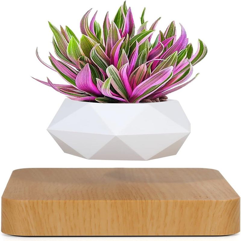 Base giratória Pot de planta de levitação magnética para decoração de mesa de jardim em casa