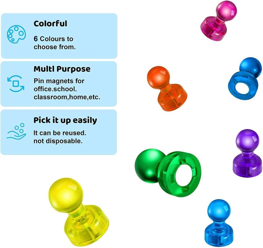 60PCS Coloridas Forte Magnético Thumbtacks Magnets Whiteboard para ensino em sala de aula