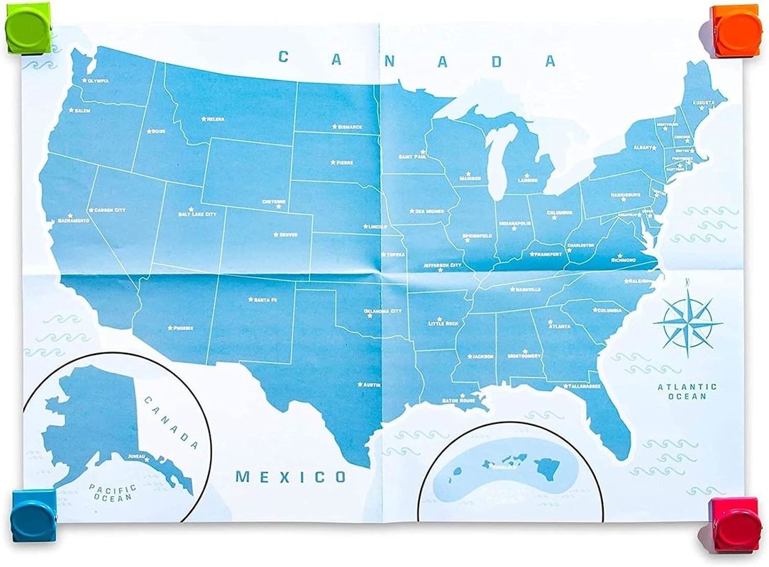 Mapa dos Estados Unidos com 44 peças magnéticas