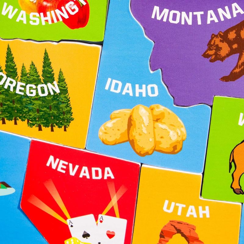 Mapa dos Estados Unidos com 44 peças magnéticas