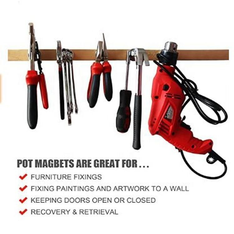 Taça de base redonda Neodímio Magnet pot com pesado trabalho contra-abreviatura buraco e parafusos inoxidáveis