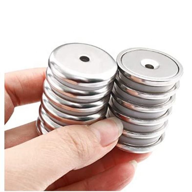 Taça de base redonda Neodímio Magnet pot com pesado trabalho contra-abreviatura buraco e parafusos inoxidáveis