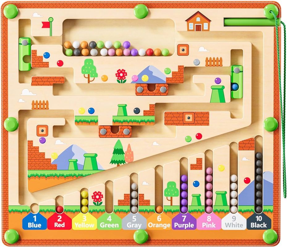 Quadro de Puzzle de Madeira Magnético Forte Cor E Número Brinquedos de Labirinto Montessori Para Pequeninos