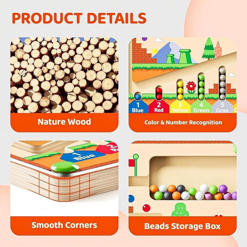 Quadro de Puzzle de Madeira Magnético Forte Cor E Número Brinquedos de Labirinto Montessori Para Pequeninos
