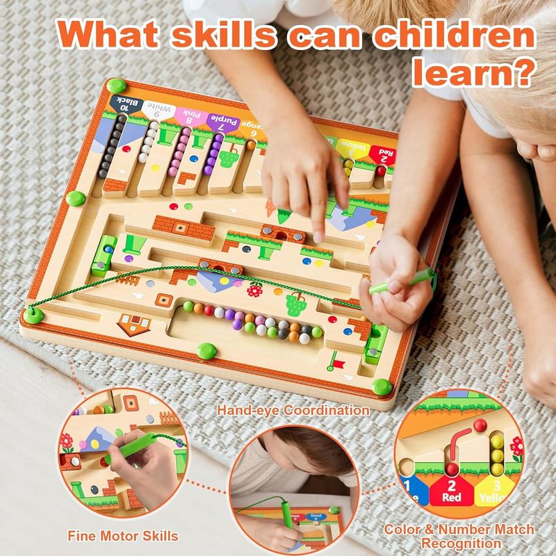 Quadro de Puzzle de Madeira Magnético Forte Cor E Número Brinquedos de Labirinto Montessori Para Pequeninos