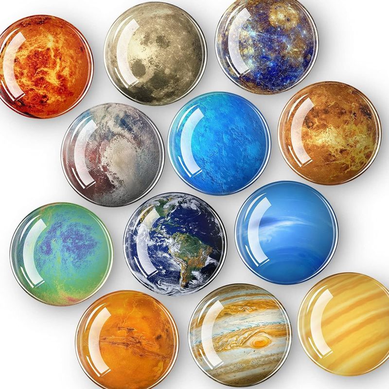 12PCS Planetas poderosos Ímã de frigorífico de vidro para decoração de ensino em quadro negro