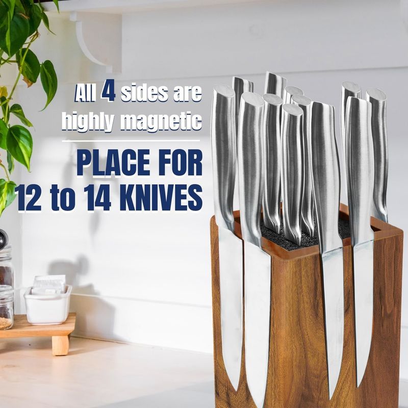 Armazenamento de porta de faca magnética de capacidade extra grande girável para balcão de cozinha
