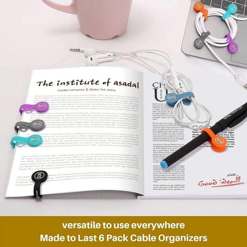 6PCS organizador de cordão magnético colorido porta-cabeça de fones de ouvido para escola de escritório em casa
