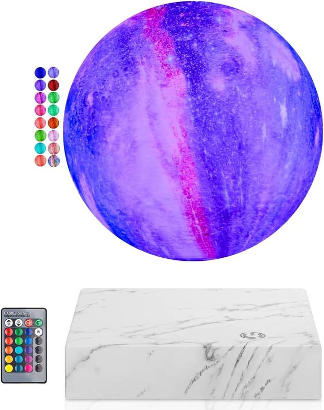 Rotation Resin Magnetic Levitation Lamp Globo lunar flutuante com 16 cores 3D