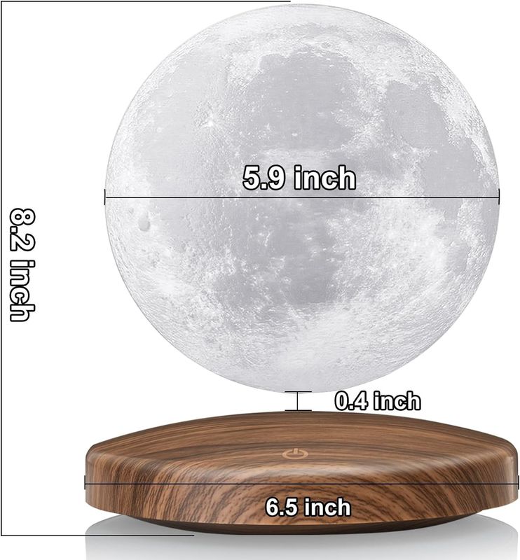Lâmpada de levitação magnética de controle remoto 3D Lua flutuante Luz noturna com 3 cores