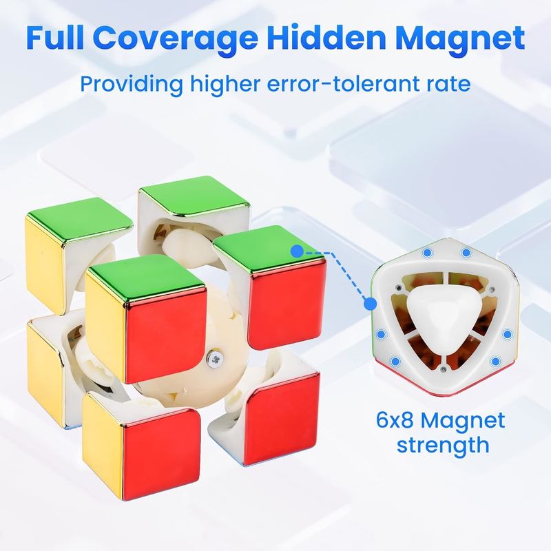 ABS Plástico Mini Magnético Rubik's Cube Espelho Refletor 2x2 Velocidade Cubo Magnético