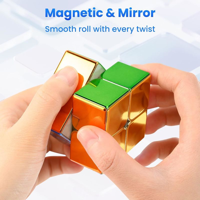 ABS Plástico Mini Magnético Rubik's Cube Espelho Refletor 2x2 Velocidade Cubo Magnético