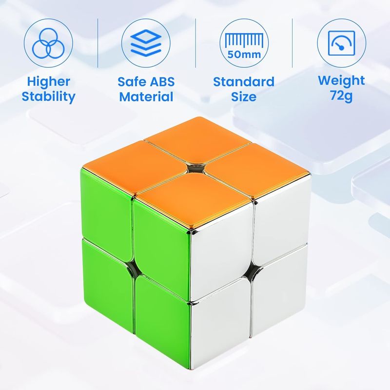 ABS Plástico Mini Magnético Rubik's Cube Espelho Refletor 2x2 Velocidade Cubo Magnético