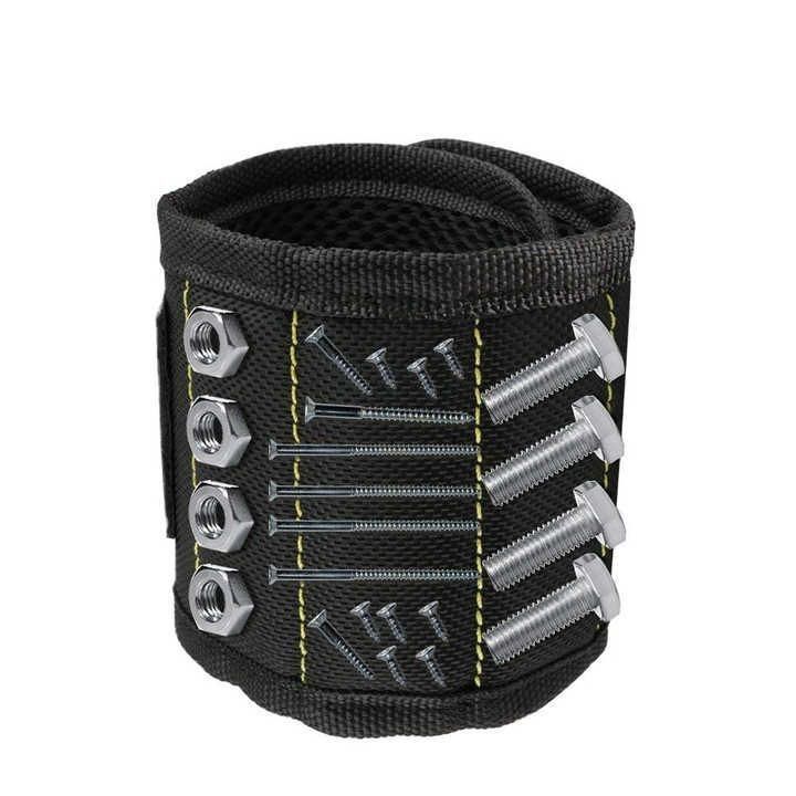 Pulseira magnética ajustável com ímãs fortes para absorção de parafusos e brocas