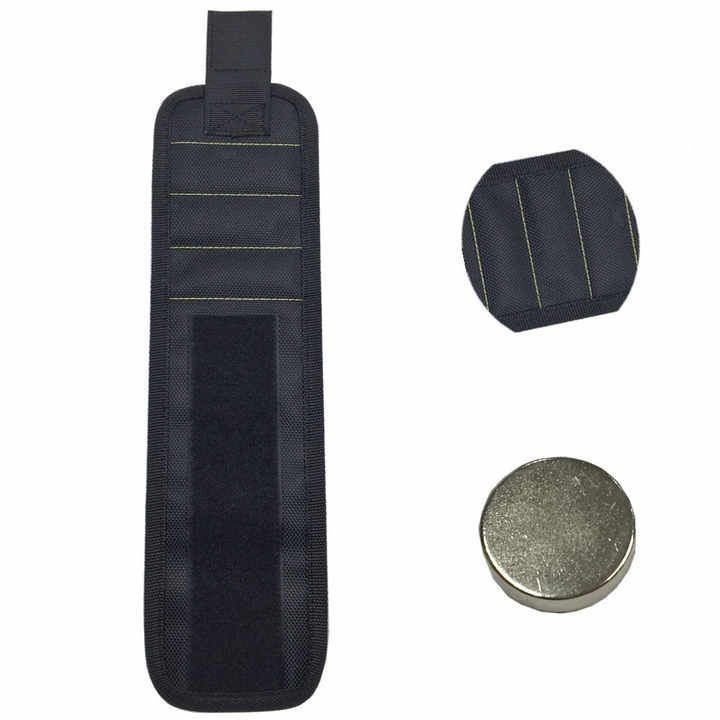 Pulseira magnética ajustável com ímãs fortes para absorção de parafusos e brocas