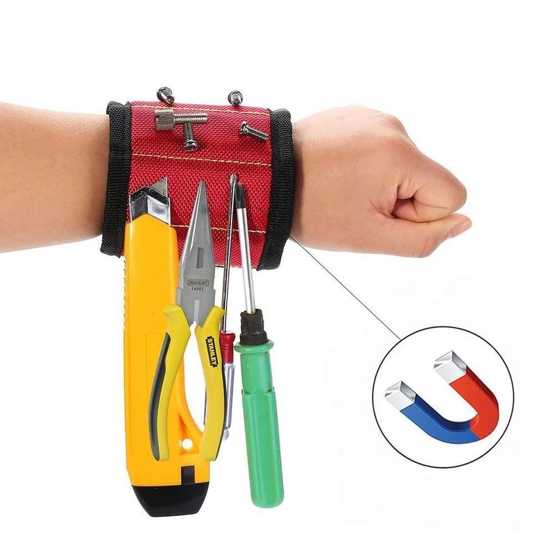 Pulseira magnética com saco de ferramentas portátil para armazenagem de ferramentas