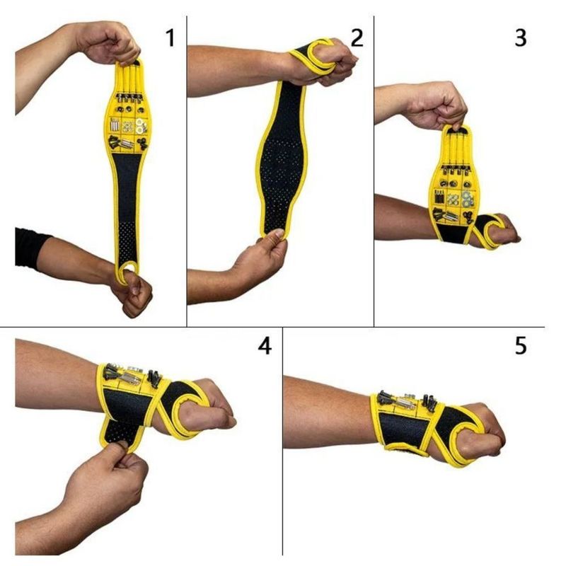 Pulseiras magnéticas para agarrar parafusos, pregos, brocas, cintos para suportes de ferramentas de pulso com ímãs fortes