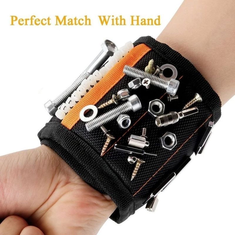 Pulseira magnética com pulseira de pulso Magnetos fortes seguram unhas Perfurar Bit Nozes Armazenamento
