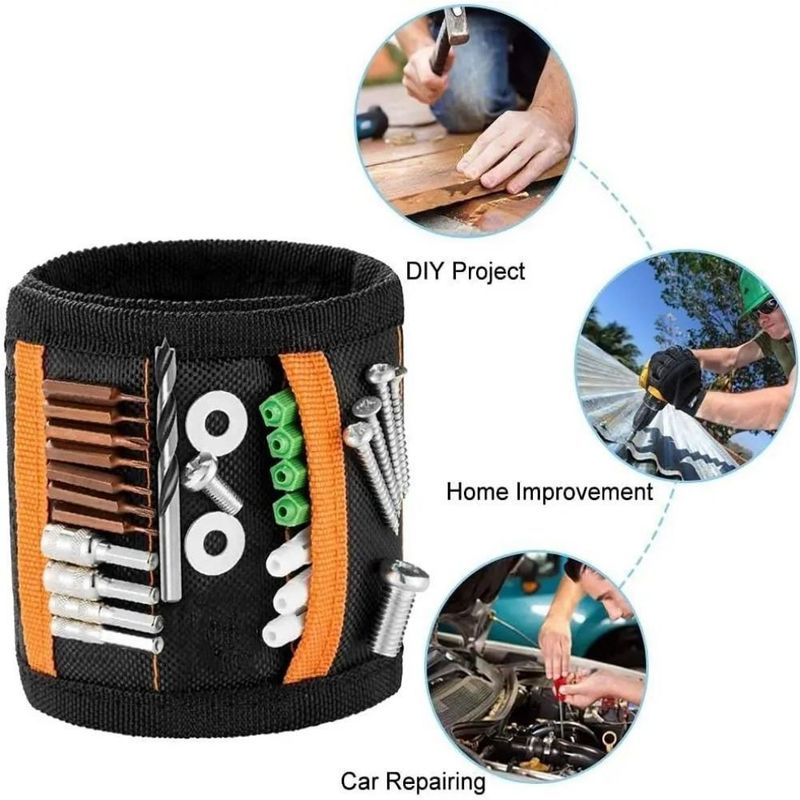 Pulseira magnética com pulseira de pulso Magnetos fortes seguram unhas Perfurar Bit Nozes Armazenamento