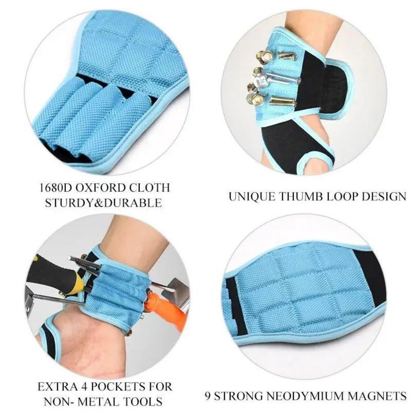 Proteção do trabalho Pulseira magnética para agarrar parafusos para perfuração de pedaços de unhas Pulseira de ferramentas