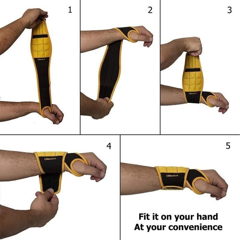 Proteção do trabalho Pulseira magnética para agarrar parafusos para perfuração de pedaços de unhas Pulseira de ferramentas