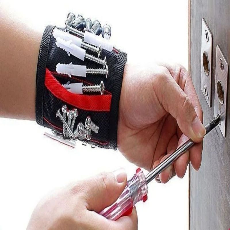 Eletrônico Cinturão de pulso ajustável Pulseira magnética forte Saco de ferramentas portátil com parafusos personalizados Pacote Tamanho 5.00cm * 4.00cm * 3.00cm