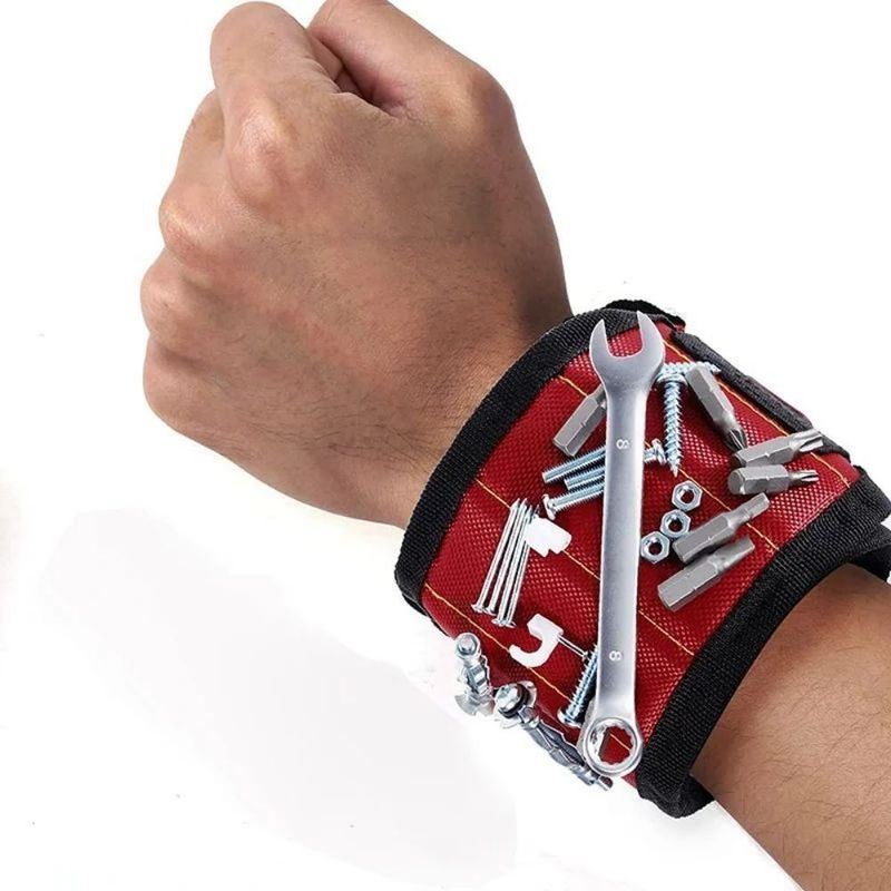 Eletrônico Cinturão de pulso ajustável Pulseira magnética forte Saco de ferramentas portátil com parafusos personalizados Pacote Tamanho 5.00cm * 4.00cm * 3.00cm