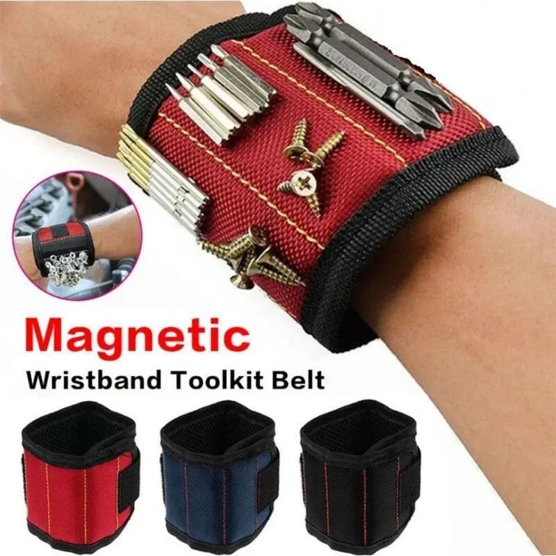 Eletrônico Cinturão de pulso ajustável Pulseira magnética forte Saco de ferramentas portátil com parafusos personalizados Pacote Tamanho 5.00cm * 4.00cm * 3.00cm