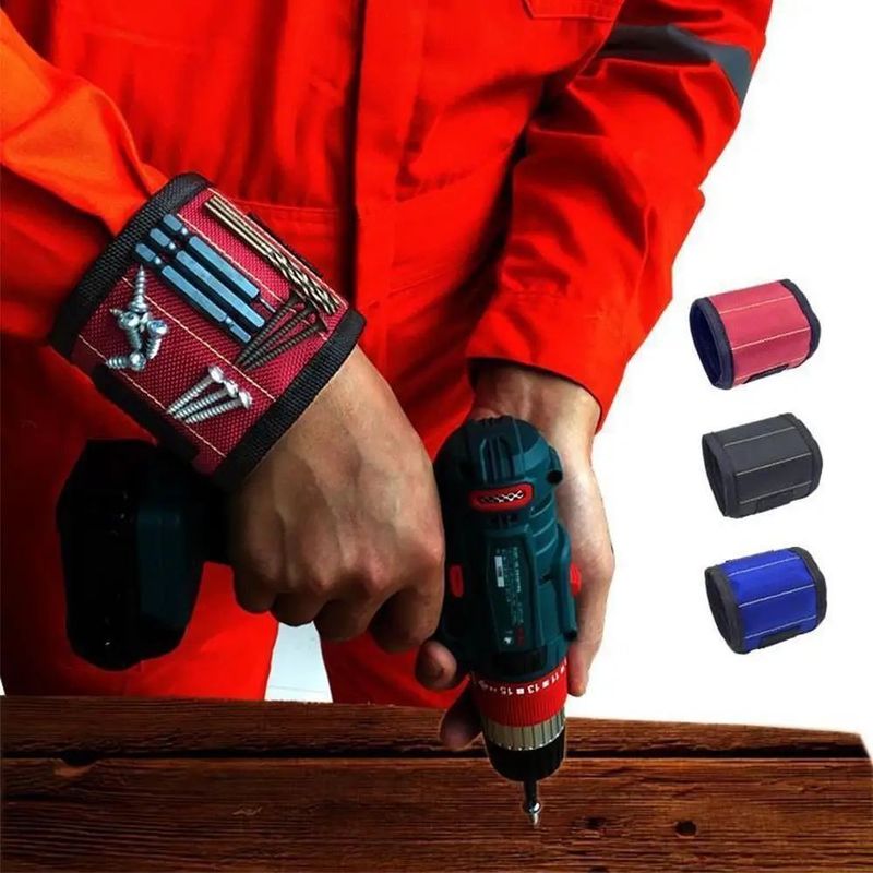 Eletrônico Cinturão de pulso ajustável Pulseira magnética forte Saco de ferramentas portátil com parafusos personalizados Pacote Tamanho 5.00cm * 4.00cm * 3.00cm
