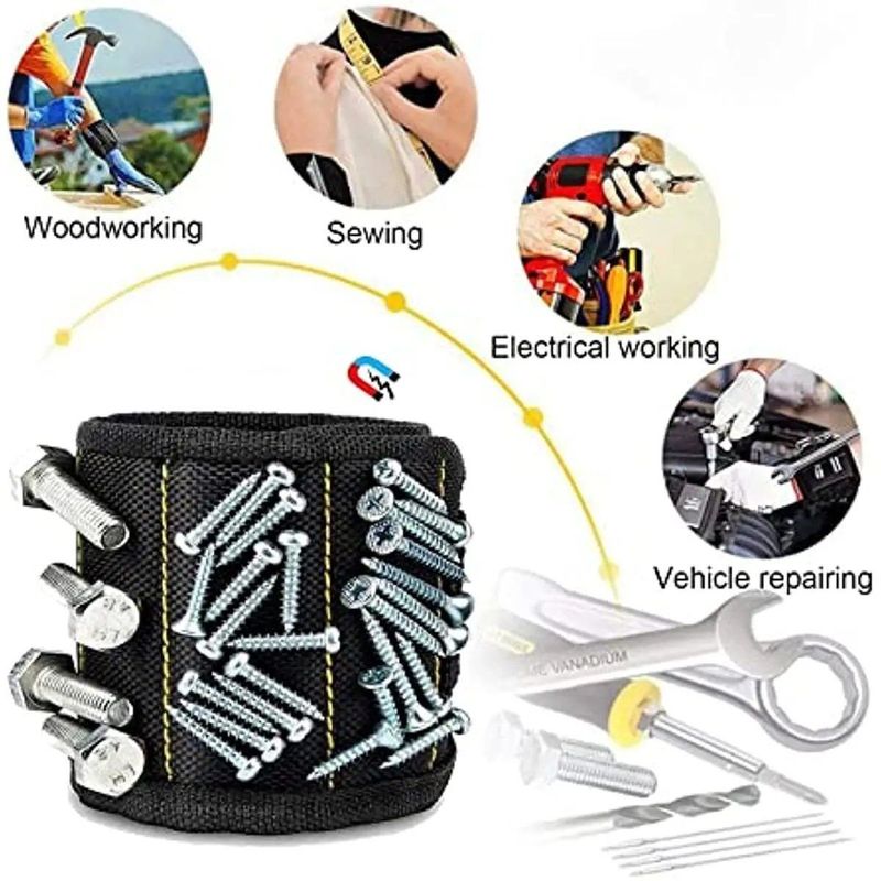 Magnetos fortes Pulseira para segurar parafusos Unhos de perfuração Bits Pulso porta ferramentas Cintos