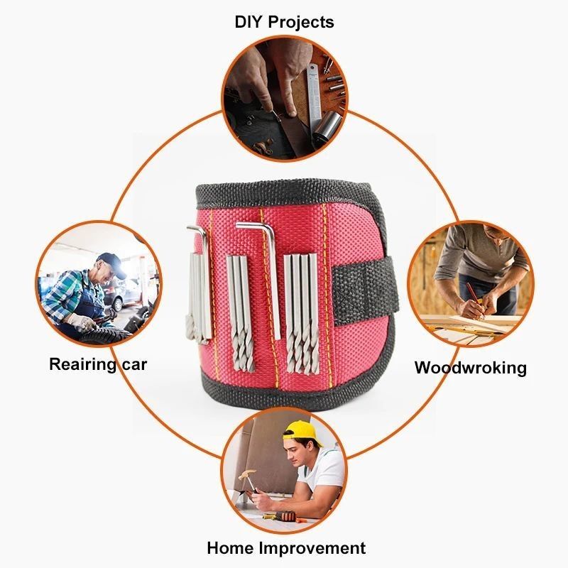 Saco de ferramentas portátil e pulseira magnética personalizada com ímãs fortes para eletricistas