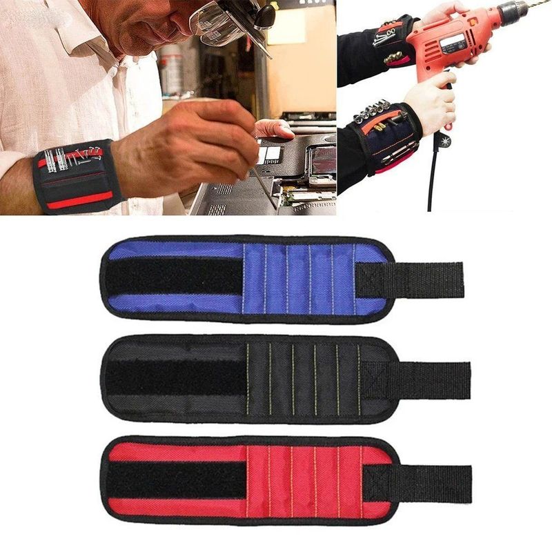 Pulseira magnética Saco de ferramentas magnéticas portáteis para parafuso de unhas, parafuso de parafuso, parafuso de broca, kit de reparo