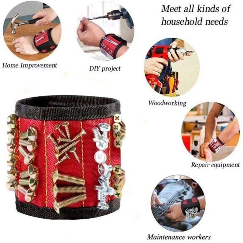 Pulseira magnética Saco de ferramentas magnéticas portáteis para parafuso de unhas, parafuso de parafuso, parafuso de broca, kit de reparo
