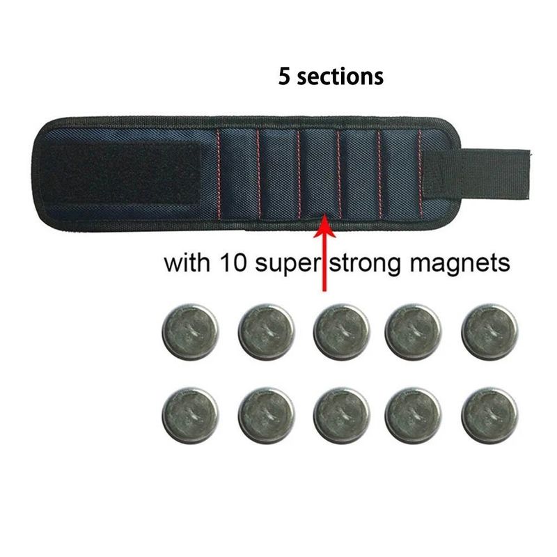 Pulseira magnética Saco de ferramentas magnéticas portáteis para parafuso de unhas, parafuso de parafuso, parafuso de broca, kit de reparo
