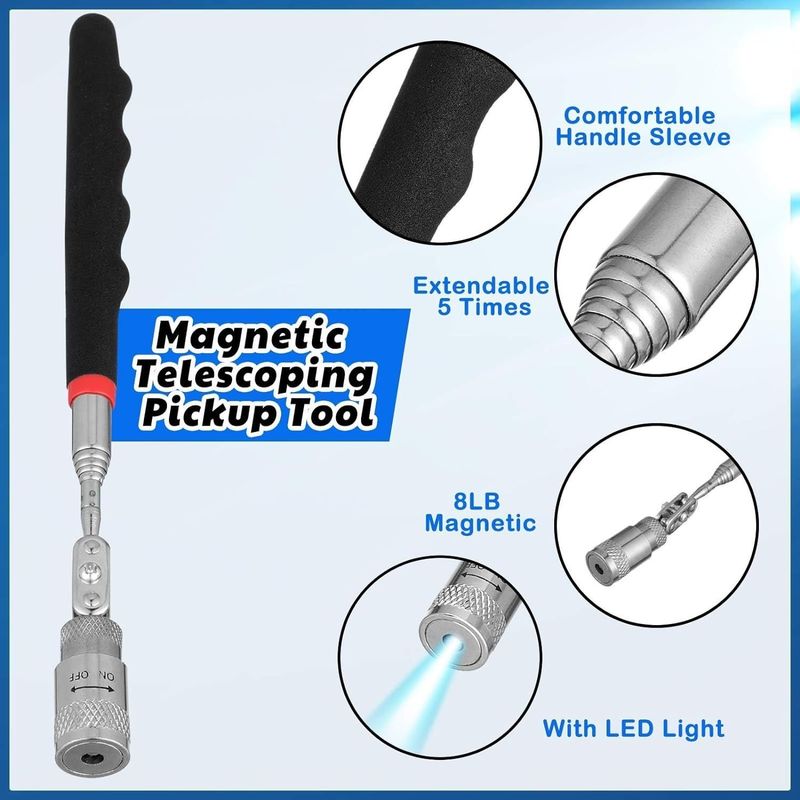 Ferramenta de inspecção flexível com luz LED para reparação de automóveis Ferramenta de recolha magnética