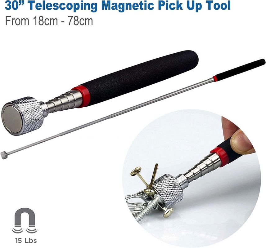 Kit de ferramentas de inspeção de telescópio espelho magnético com luz LED para reparação de automóveis